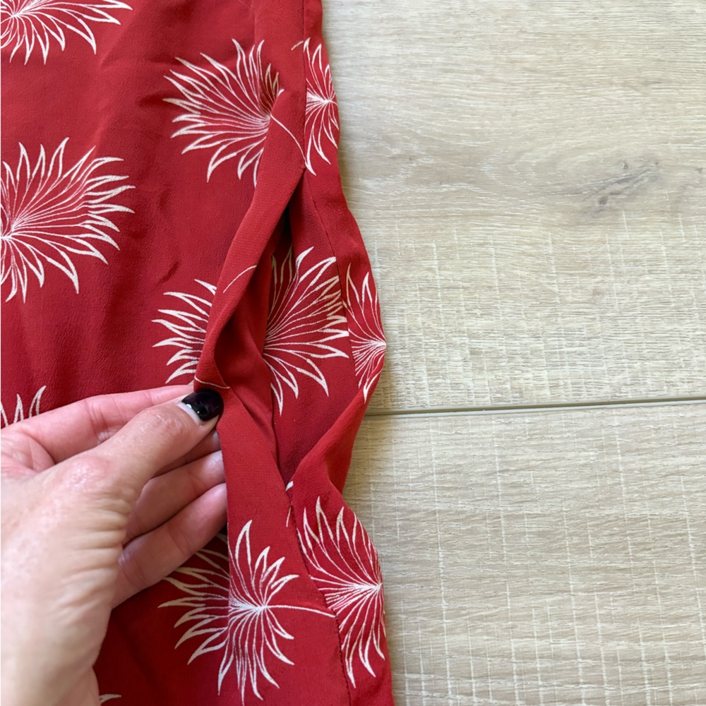 Madewell Red Silk Off-Shoulder Dress - Picture 3 of 7